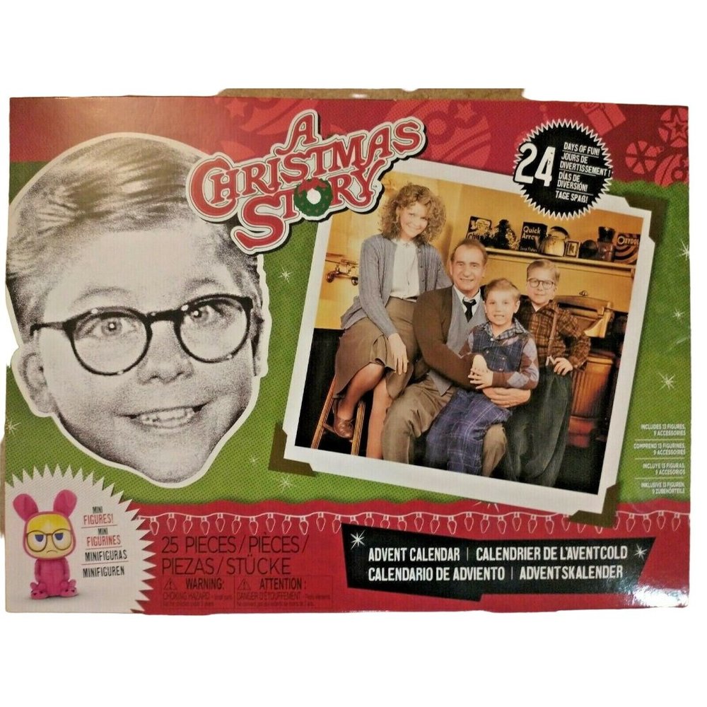 A Christmas Story Advent Calendar 24 1" Figures  Windows Filled w/ Festive Toys